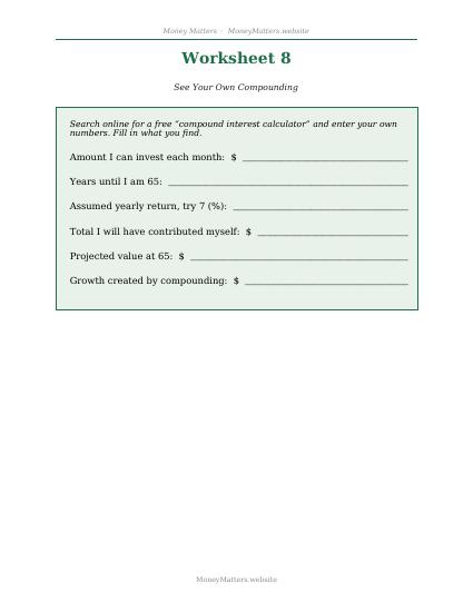 Preview of Worksheet 8: Compounding