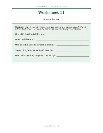 Preview of Worksheet 11: Growing the Gap